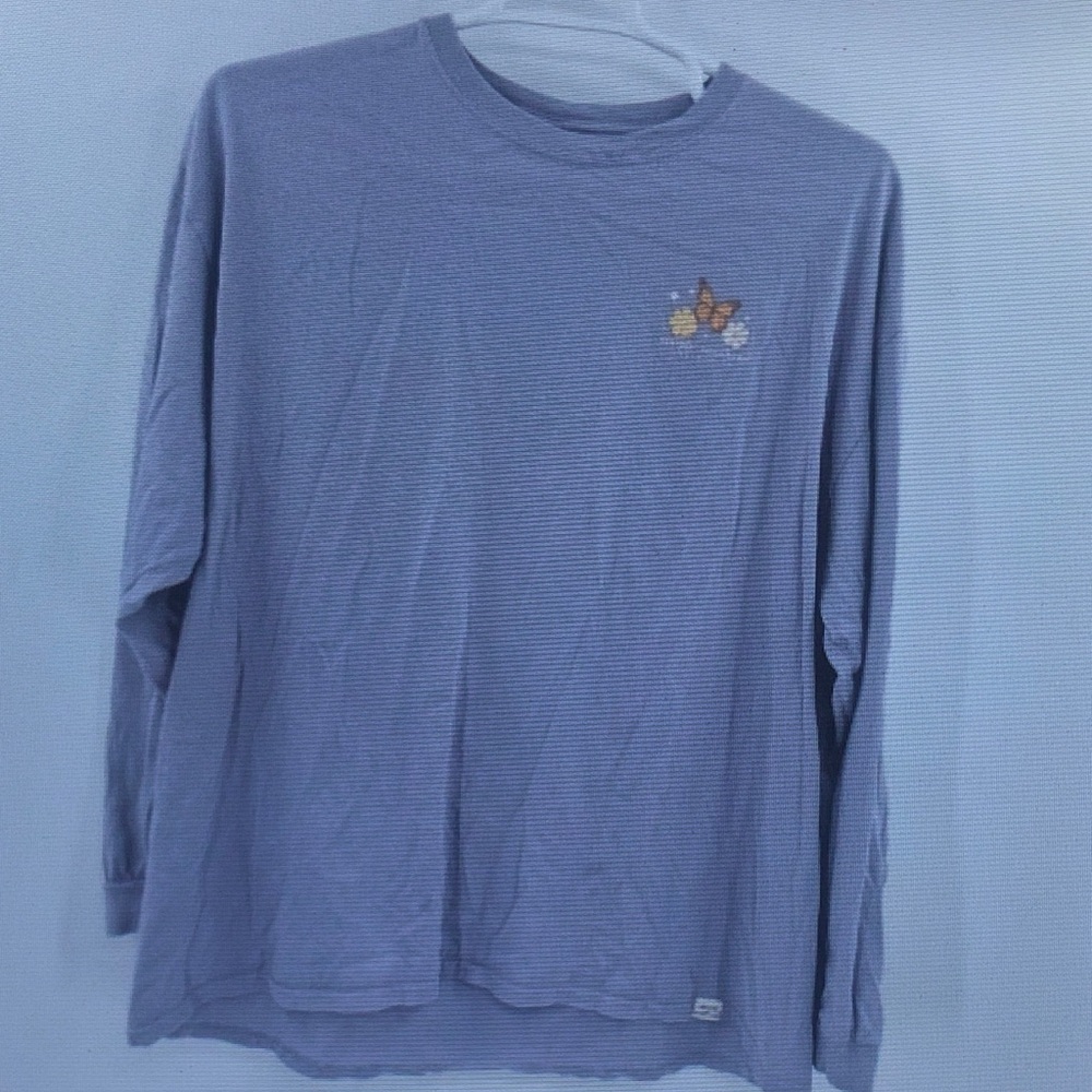 Purple Long Sleeve Shirt with Butterfly Embroidery
